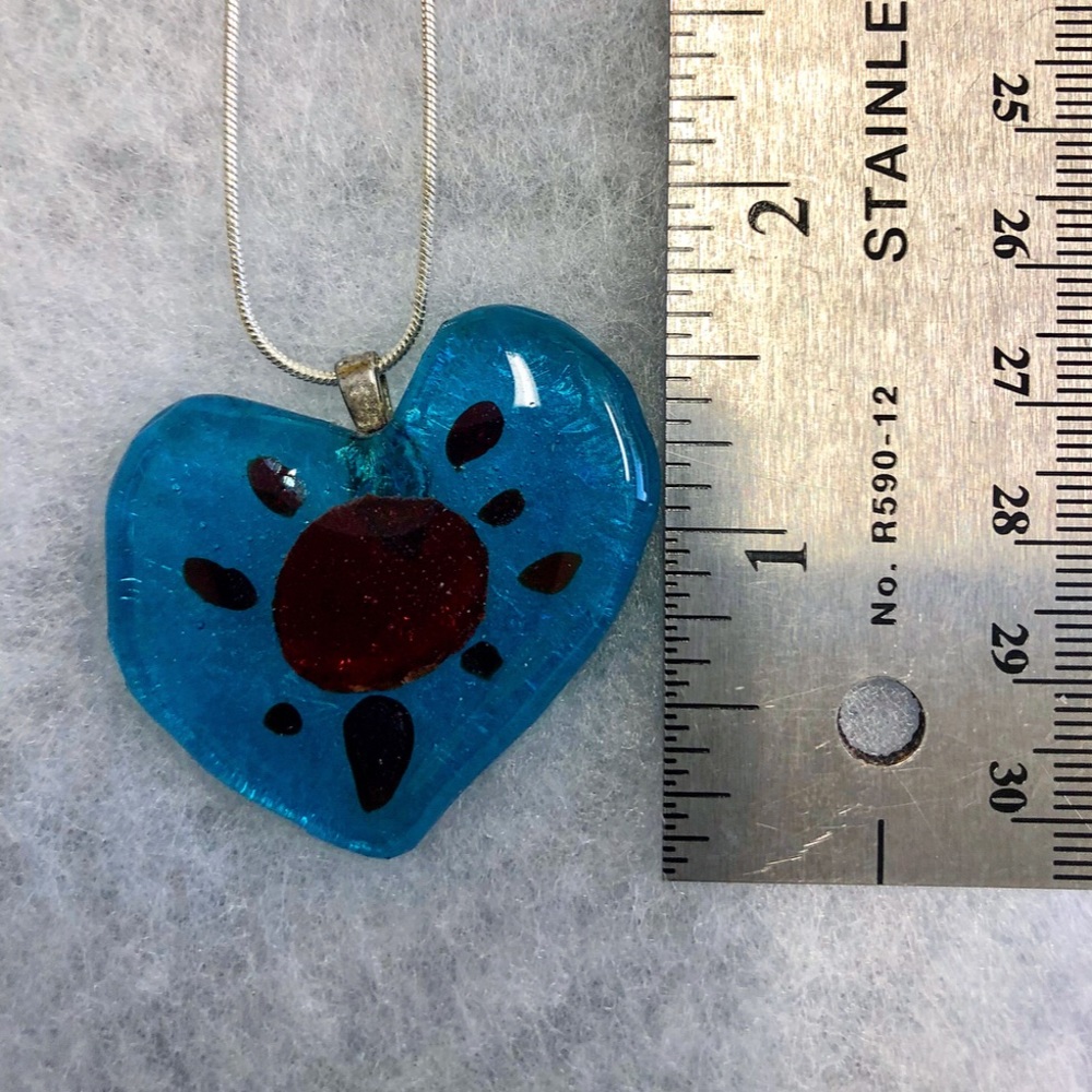Glass blown heart pendant